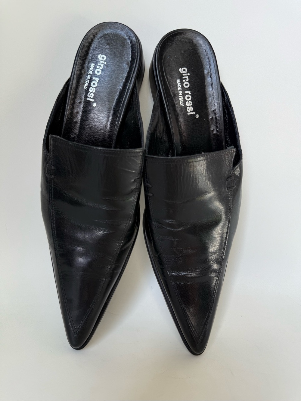 Gino Rossi  Black Pointed Slip-On Loafers made in Italy